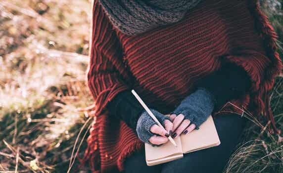 Woman writing a diary